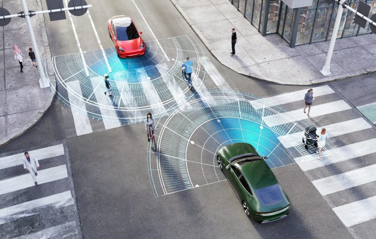 cars on road with proximity sensors