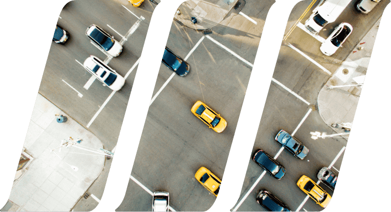 grid of cars crossing traffic