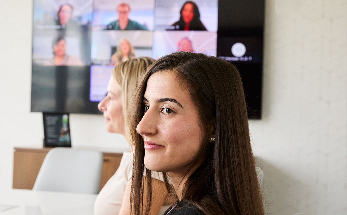 Wheels employees in teams meeting