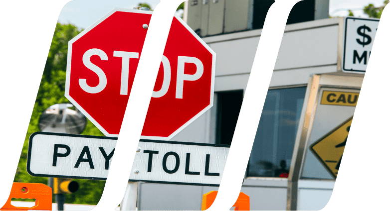 stop sign at toll booth