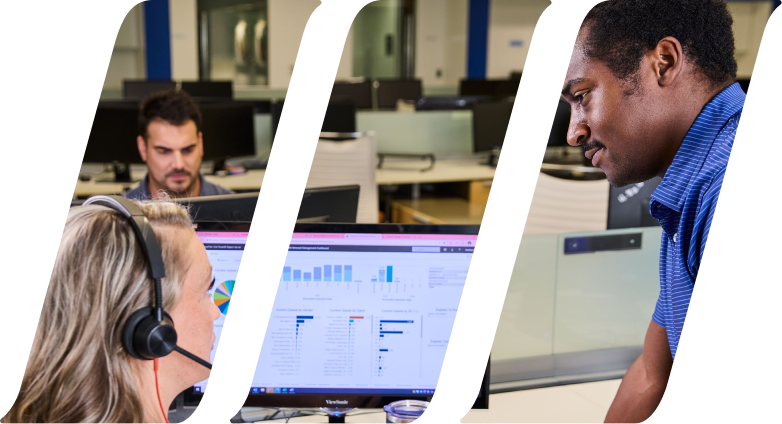 two people working together looking at computer screen