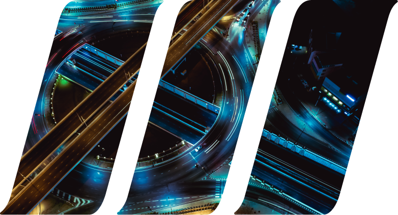 junction highway road with blue toned lights
