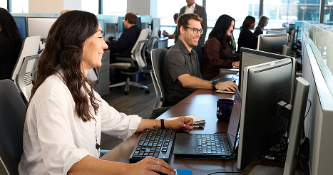 smiling customer support representatives