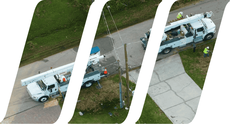 lift trucks working on electrical lines