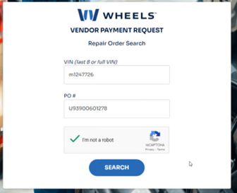 vendor login screen select captcha and press search
