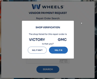 vendor login verification screen