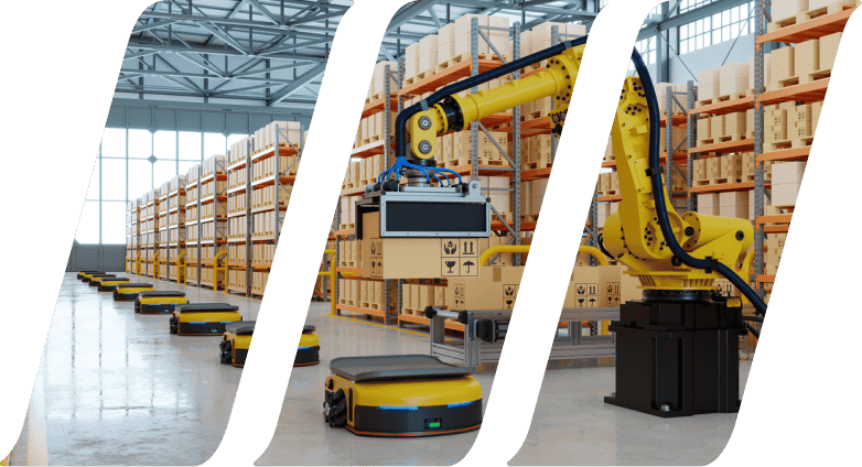 assembly line robot moving box